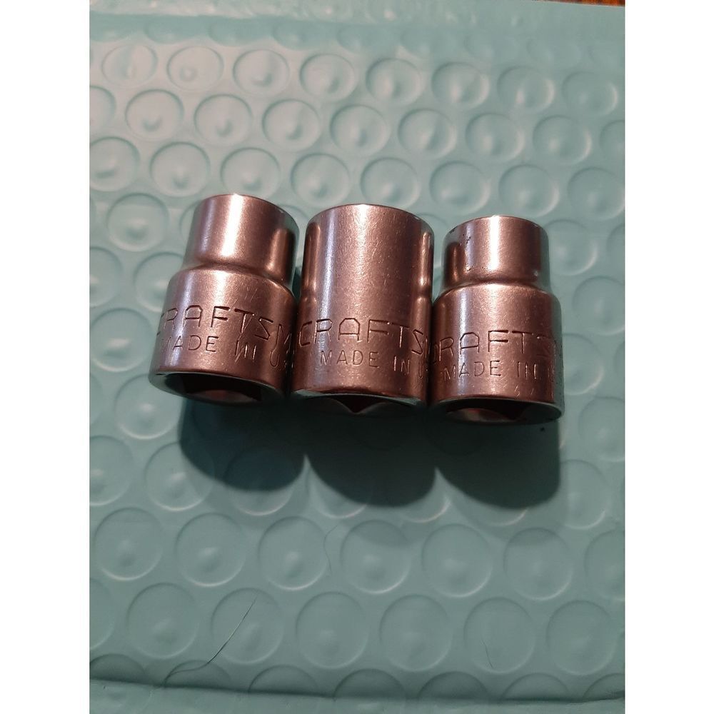 Vintage Craftsman Lot 3 3/8" 6, 8, 12 Point 3/8" Drive Sockets Tools